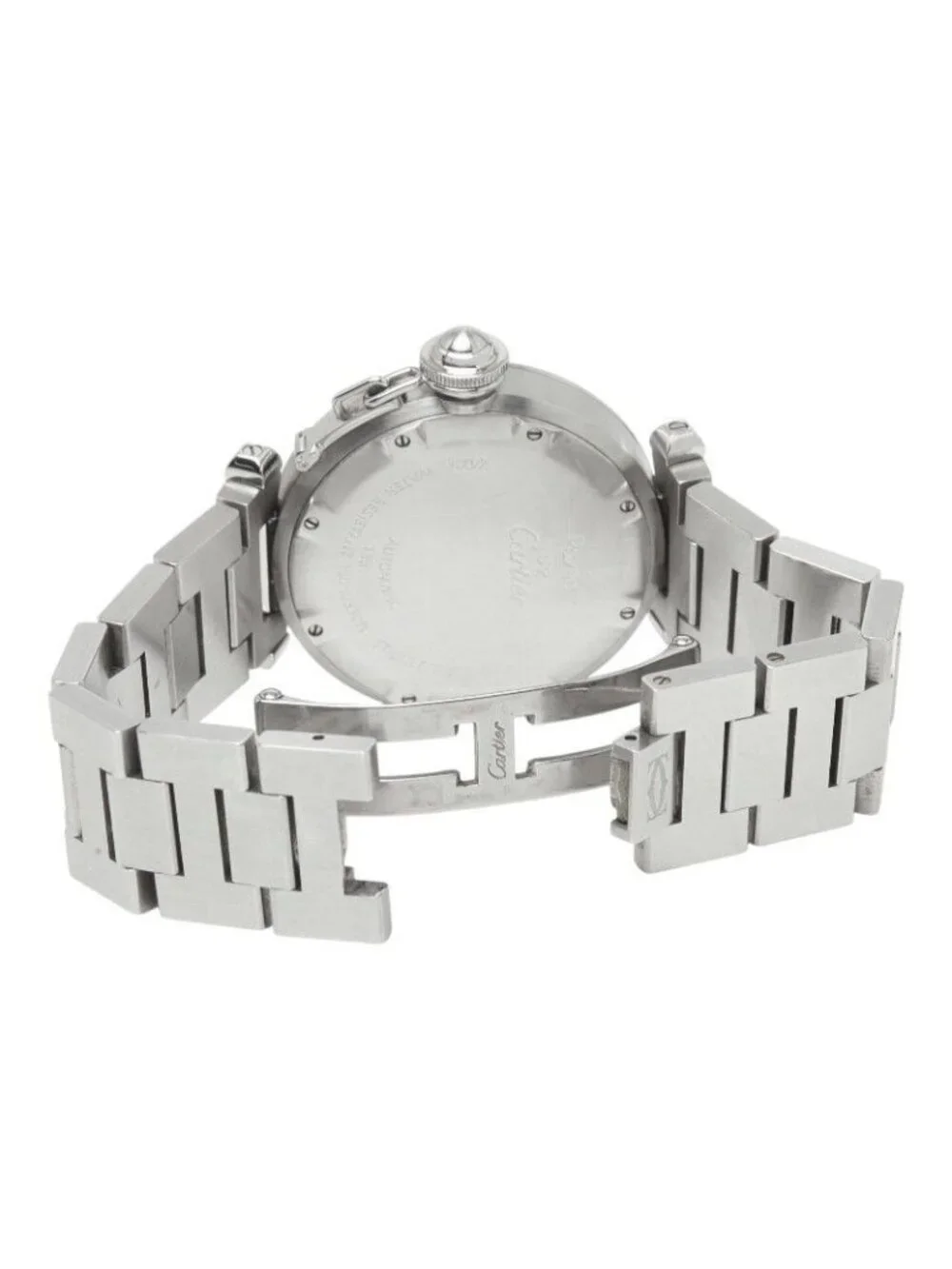 Cartier Pasha C Big Date Watch Black Silver Stainless Steel